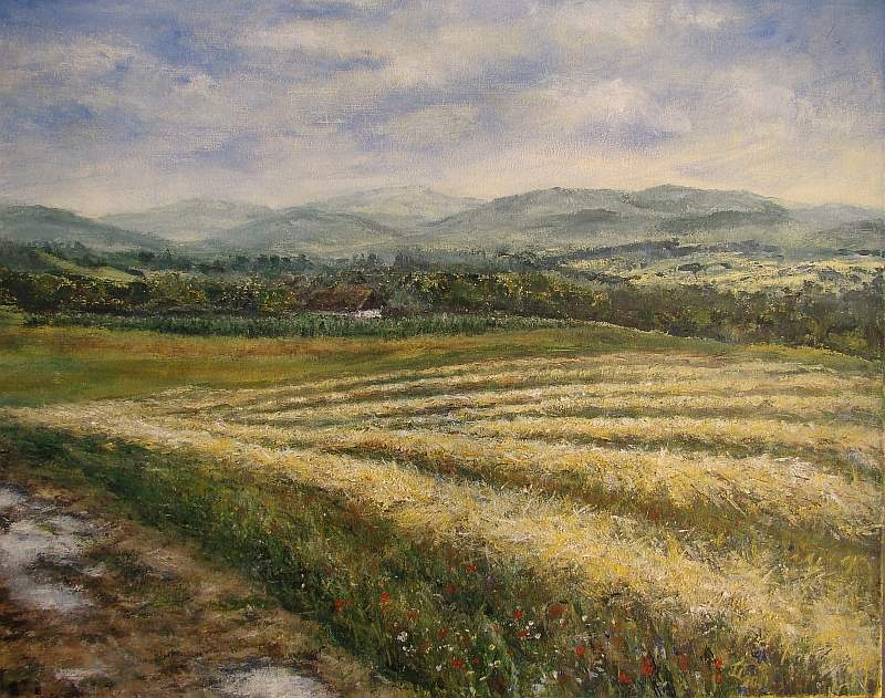 Grodzisko, panorama z Babią Górą,akryl, 50x60cm